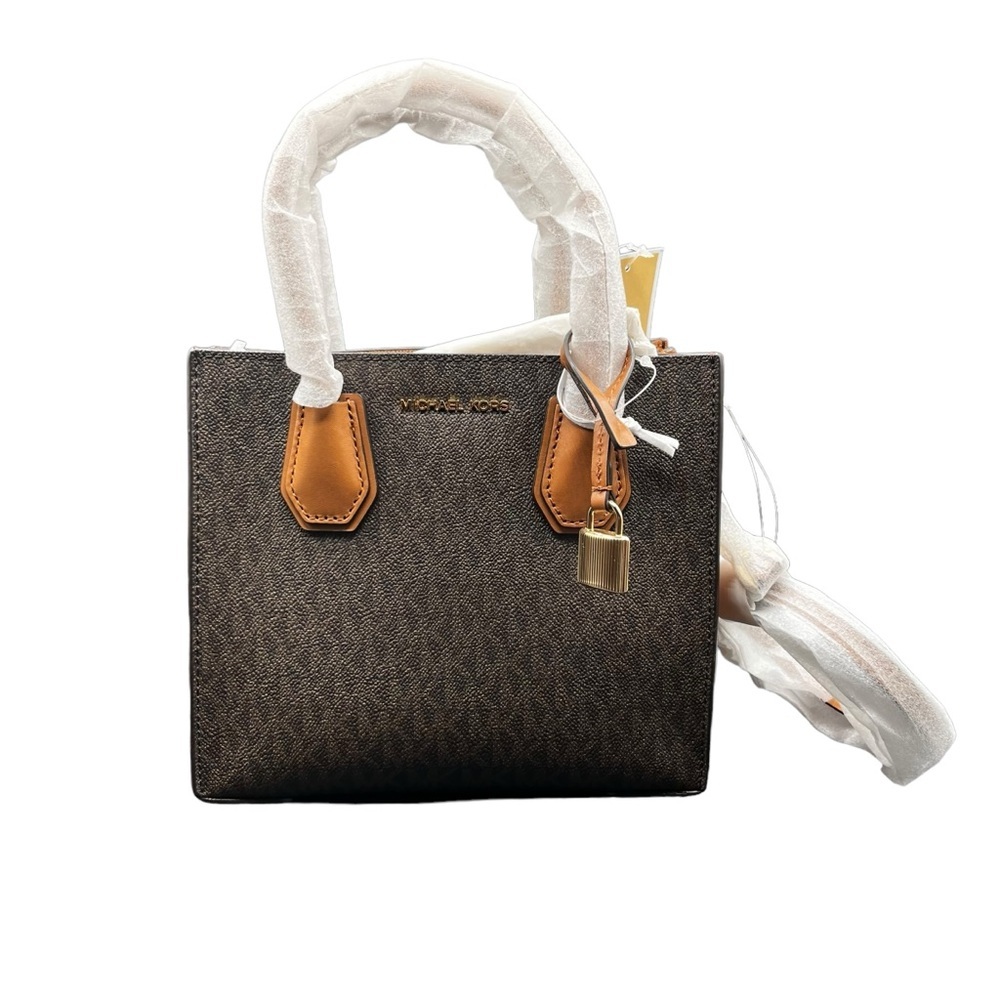 MICHAEL KORS MERCER TWO-TONE LOGO PRINT CROSSBODY BAG - Picture 4 of 12